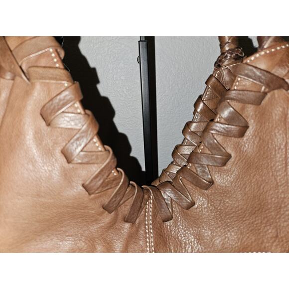 Donald J Pliner Marquis Brown Leather Hobo Handbag 21x15x5 - Picture 13 of 16